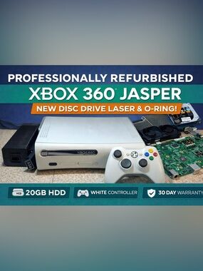 Refurbished Xbox 360 Jasper Console Bundle White Controller & warranty